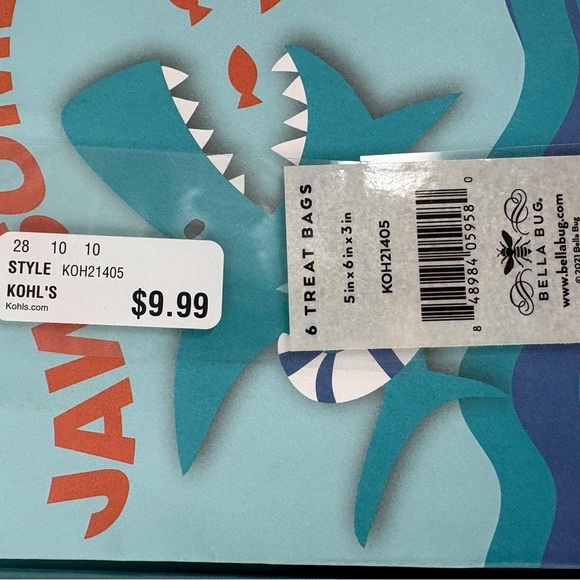 Jawsome Shark Party Favor Bags and Straws Set - Blue and Orange - Picture 3 of 4